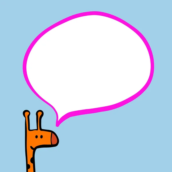 Giraffa en toespraak bubble hand getekende cartoon stijl illustratie — Stockvector