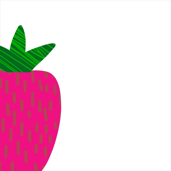 Stor jordgubbs struktur handritad illustration på vitt typsnitt för kort och tryck — Stock vektor