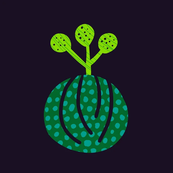 Logotipo desenhado à mão Kokedama em estilo de minimalismo de desenhos animados — Vetor de Stock