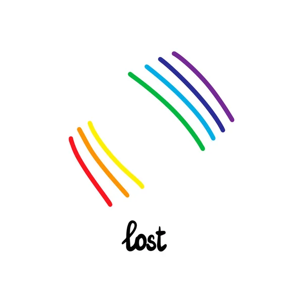 Lost hand drawn rainbow in cartoon style illustration minimalism