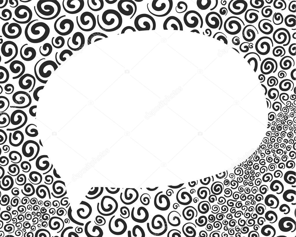 Balck and white spiral background textured and speech bubble in cartoon style