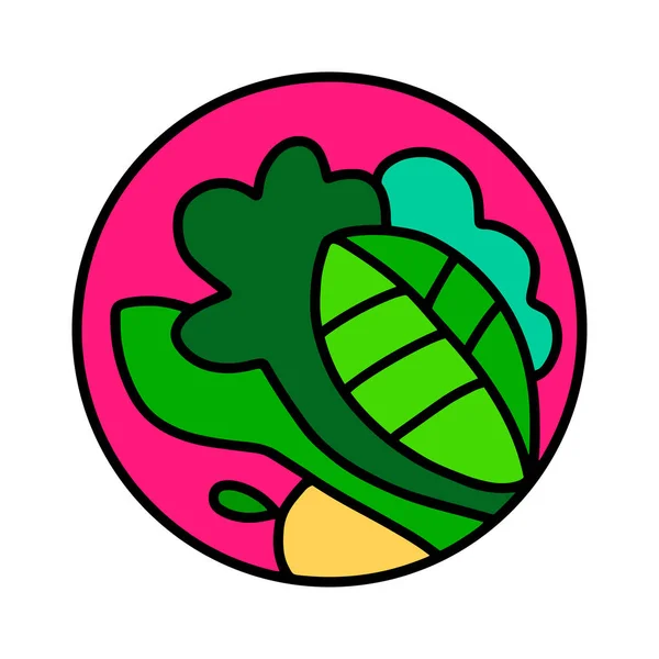 Legumes e folhas de salada logotipo logotipo desenhado à mão para estampas cartazes t-shirts branding fruit store bar vegan restaurant drinks cocktails — Vetor de Stock