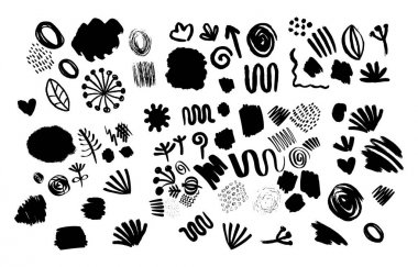 Büyük el farklı dekoratif unsurlar seti çizilmiş. Soyut arka planlar için vektör çizimi