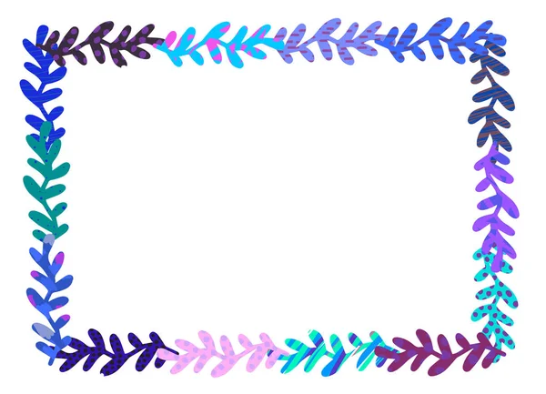 Gyönyörű gyógynövény-keretben. Kézzel rajzolt textúrájú illusztráció. Kék és lila színek — Stock Vector