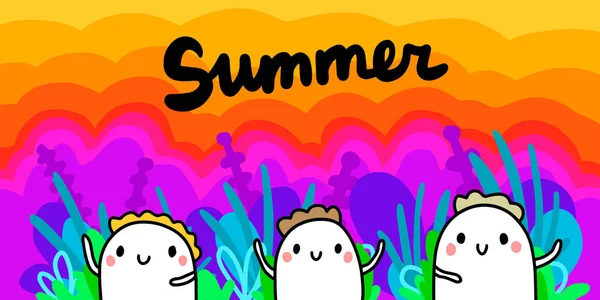 Ilustración vectorial colorido verano. Un festival brillante. Discoteca Sunset. Fiesta de playa — Vector de stock