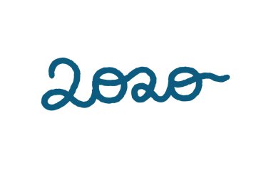 2020 karikatür tarzında el çizilmiş numarası. Yeni yıl karikatür minimalizm