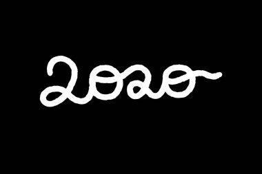 2020 karikatür tarzında el çizilmiş numarası. Yeni yıl karikatür minimalizm