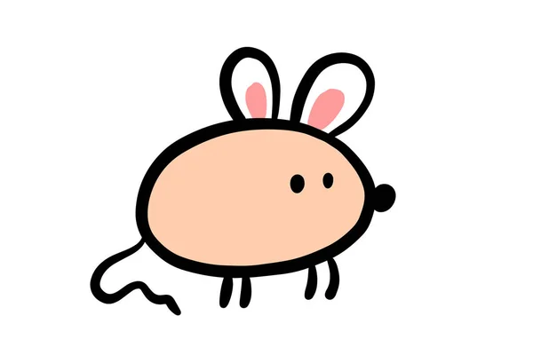 Tiny mysz szczurów ręcznie rysowane wektor ilustracji w stylu kreskówki. 2020 symbol nowego roku. Kalendarz chiński — Wektor stockowy