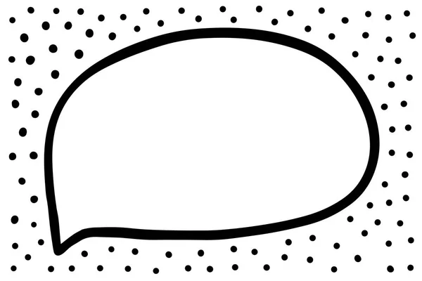 Bulle de discours abstraite dessinée à la main points blancs noirs — Image vectorielle