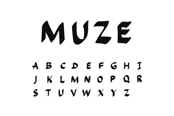 Muze hand drawn vector illustration font alphabet — Stock Vector