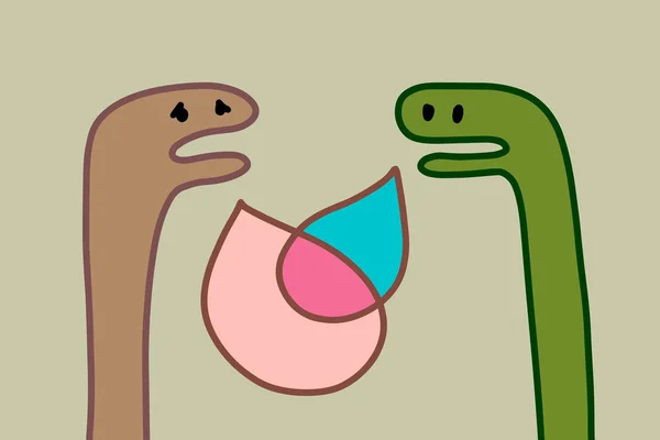 Deux dinosaures psychothérapie illustration vectorielle dessinée à la main dans la session de style dessin animé — Image vectorielle