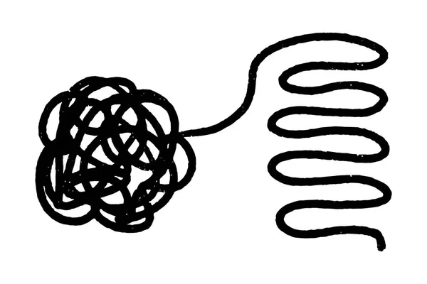 心理療法のシンボルもつれたロープはラインミニマリズムになる — ストックベクタ