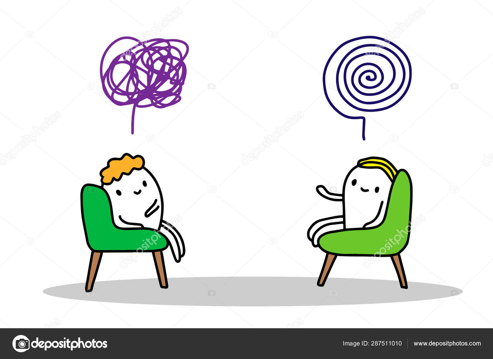 Psychotherapy session hand drawn vector illustration in cartoon