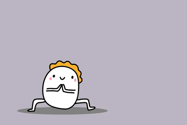 Йога-классы ручной векторной иллюстрации в карикатурном стиле asana man — стоковый вектор