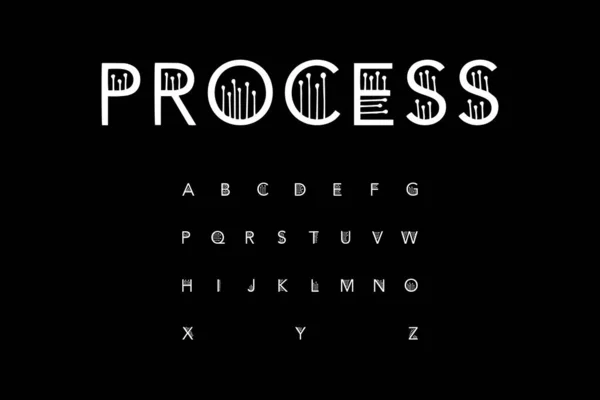 Process hand getekend vector lettertype alfabet minimalisme contrast stijl — Stockvector