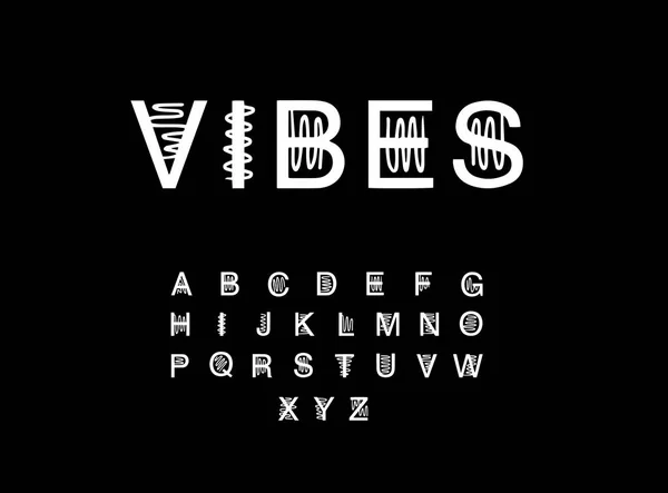 Vibes hand drawn vector illustration in cartoon style font. Sound effect minimalism constrast — Stock Vector