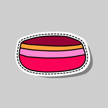 Çizgili, elle çizilmiş vektör illüstrasyon etiketi logosu olan bir kase