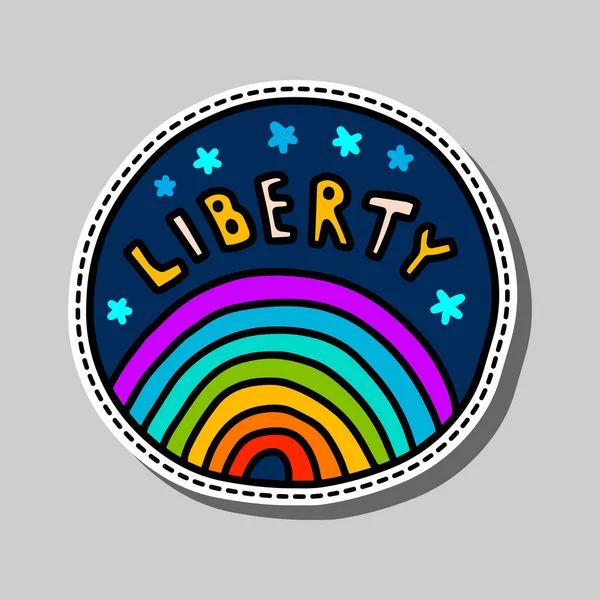 Liberty ručně kreslené vektorové ilustrace v kresleném stylu samolepka logo pin — Stockový vektor