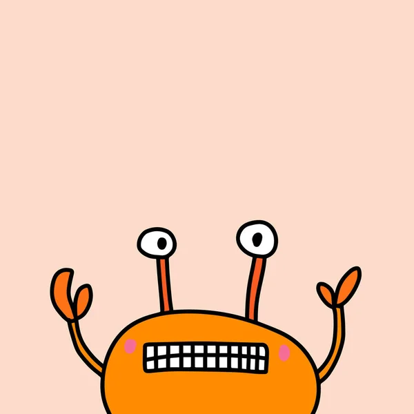 Apologizing sorry crab hand drawn vector illustration in cartoon style. Orange animal — Stock Vector