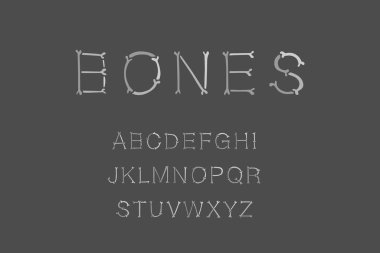 Çizgi film tarzında kemikler el çizimi vektör yazıtipi abc aplphabet