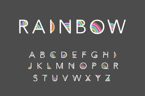 Rainbow hand getekend vector type lettertype in cartoon moderne stijl — Stockvector