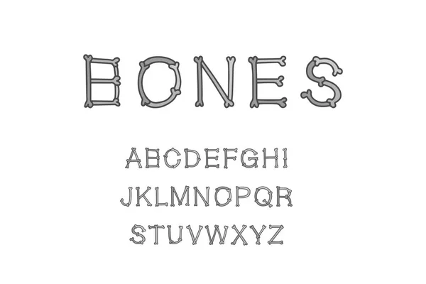 Οστά χειροποίητα διανυσματικά γραμματοσειρά abc aplphabet σε στυλ κινουμένων σχεδίων — Διανυσματικό Αρχείο
