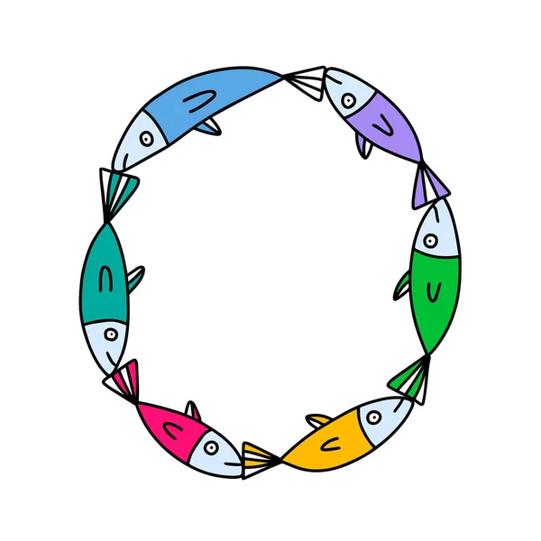 О буква руки нарисованные векторные иллюстрации сардины форме в стиле мультфильма — стоковый вектор