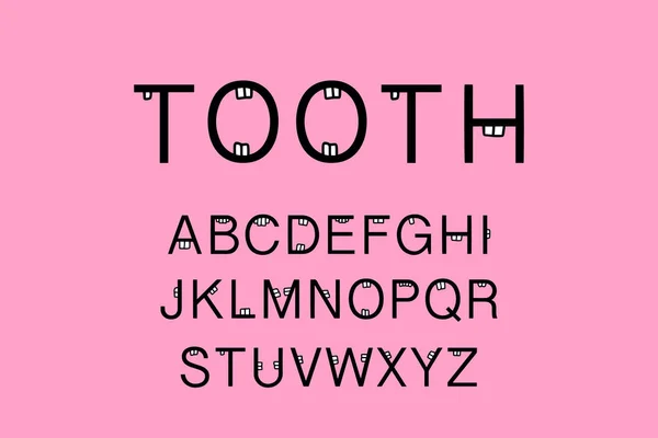 Zub ručně kreslené vektorové ilustrace v kresleném stylu růžové ústní dutiny s orgány — Stockový vektor