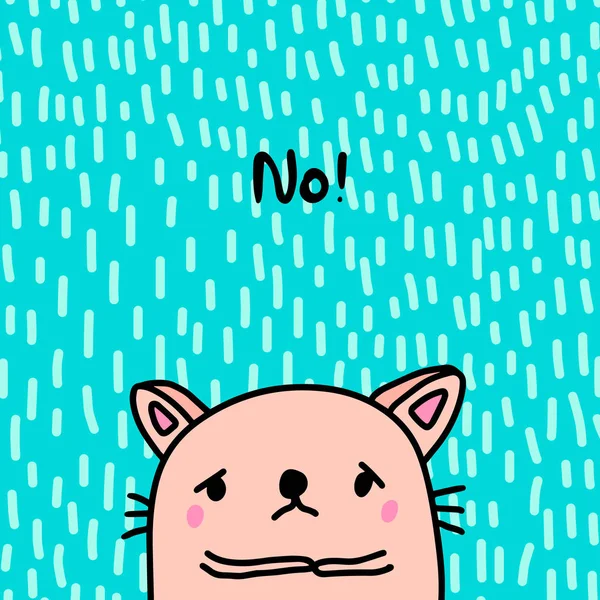 No para gatos advirtiendo triste animal en caricatura estilo cómic cartel — Vector de stock