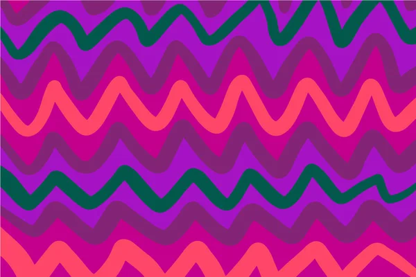 Zigzag hand dras färgglada abstrakt bakgrund tapet rosa orange grön — Stock vektor