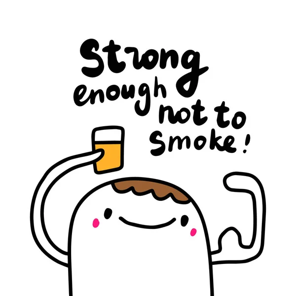 タバコを保持漫画スタイルの男で手描きベクトルイラストを喫煙しないように十分に強い — ストックベクタ