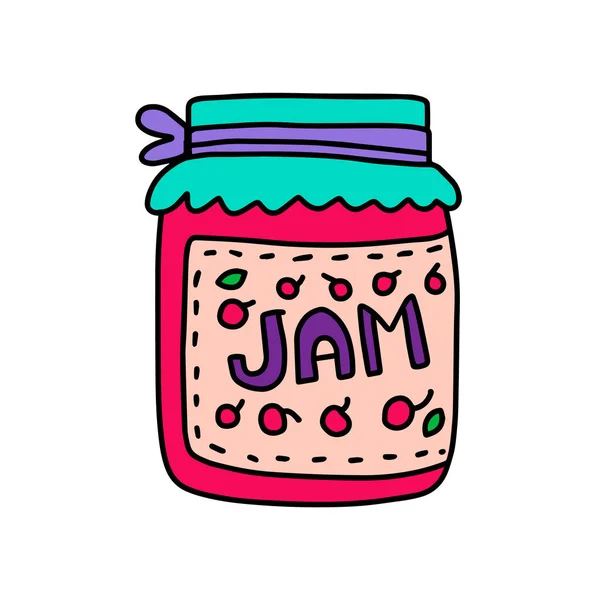 Jam cherry taste hand drawn vector illustration in cartoon comic style — ストックベクタ