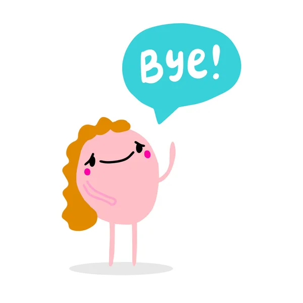 Bye hand getekend vector illustratie in cartoon comic stijl met roze man — Stockvector