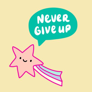 Yıldızın konuşma baloncuğu dediği el çizimi vektör çiziminden asla vazgeçme