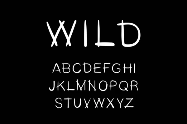 Wild hand drawn vector type literowanie czcionki czarny biały natywny styl — Wektor stockowy