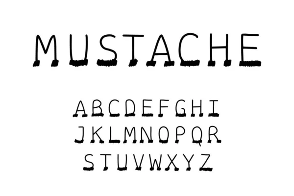 Mustache handritad vektor typ teckensnitt i tecknad serie stil — Stock vektor