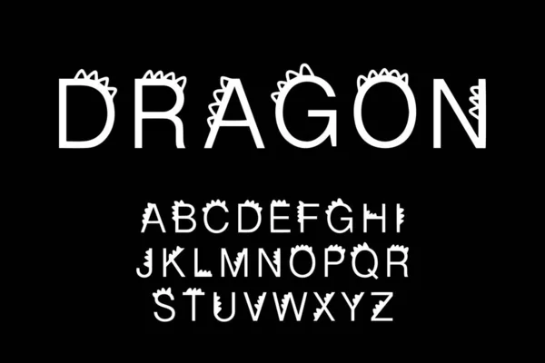 Dragon hand drawn vector type font in cartoon comic style sharp back elements dinosaur — Stock Vector