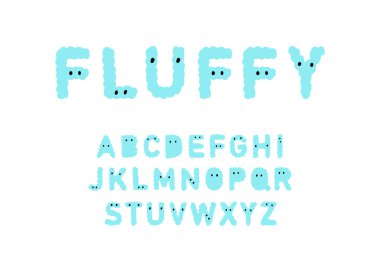 Yumuşak el çizimi vektör yazı tipi çizgi film çizgi filminde gözlerle