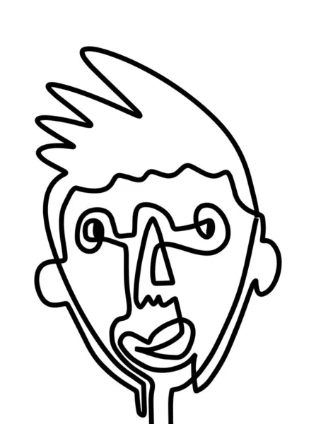 Retrato de rosto abstrato moderno. Pincel de tinta linear. Line Art Pintura Cubismo Contínuo Contemporâneo Atual. Estilo de moda preto e branco abstrato pôster. Clipart de ilustração vetorial . — Vetor de Stock