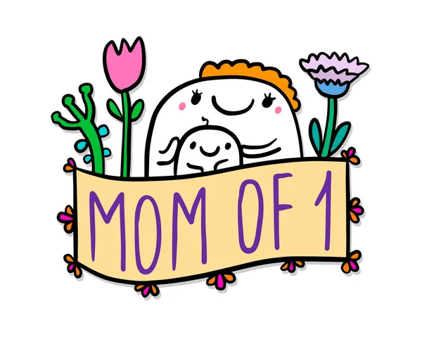 Mom One Hand Drawn Vector Illustration Cartoon Doodle Style Woman — Stock Vector