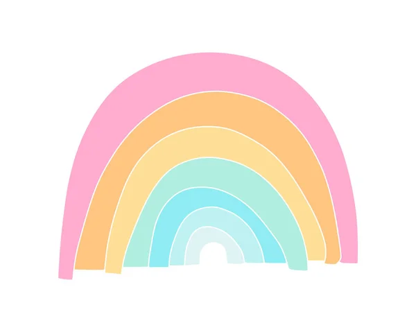 Pastel Arco Iris Mano Dibujado Vector Ilustración Dibujos Animados Garabato — Vector de stock