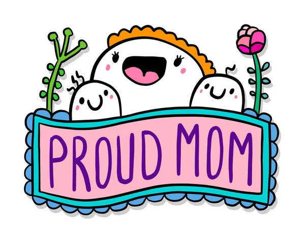 Proud Mom Hand Drawn Vector Illustration Cartoon Doodle Style Woman — Stock Vector