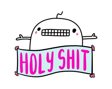 Holy shit hand drawn vector illustration in cartoon comic style man upsen broken