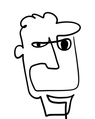 Modern Soyut Yüz Portresi. Doğrusal Mürekkep Fırçası Çağdaş Sürekli Boyama. Moda Tarzı Siyah ve Beyaz Soyutlama Posteri. Vektör İllüstrasyonu Clipart.