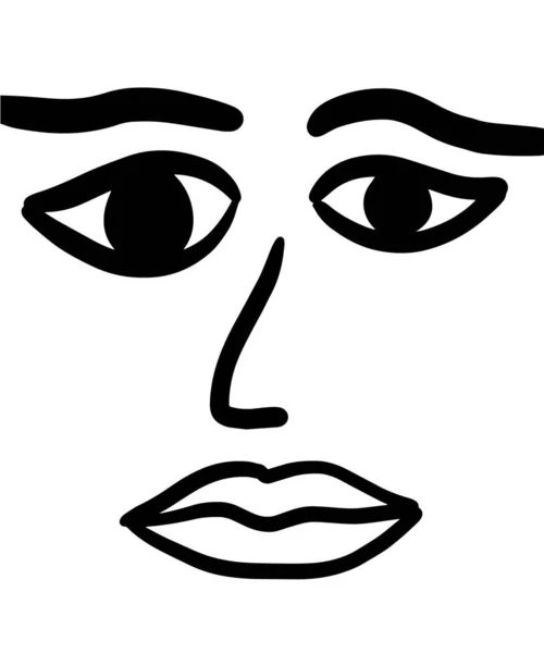 Mulher rosto mão desenhada vetor ilustração simples no estilo minimalismo — Vetor de Stock