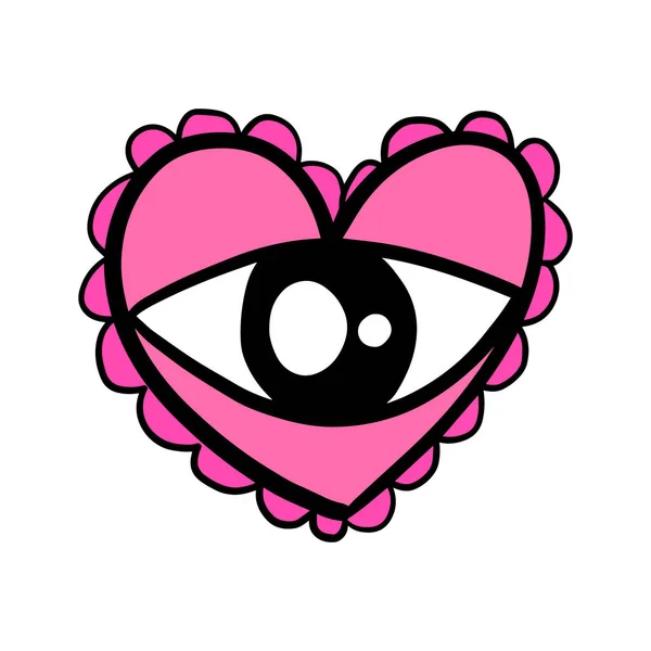 Symbole Coeur Rose Illustration Vectorielle Dessinée Main Dessin Animé Style — Image vectorielle