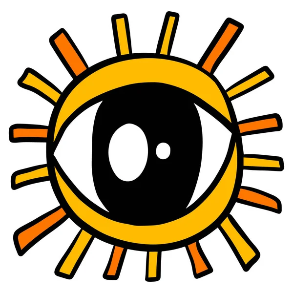 Auge Sonne Hand Gezeichnet Vektor Illustration Cartoon Doodle Stil Symbol — Stockvektor