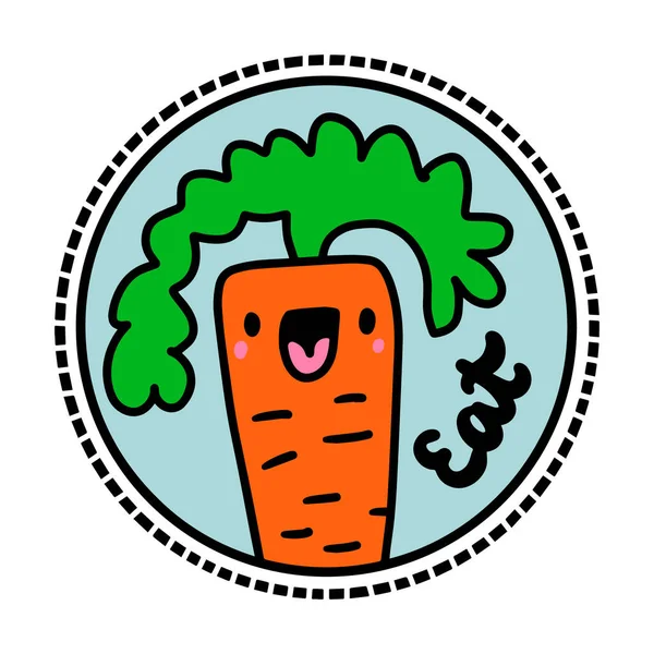 Comer Mão Desenhada Logotipo Vetor Vegan Desenho Animado Estilo Cômico — Vetor de Stock