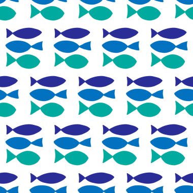 Mavi balık eli, deniz okyanus gıdasında dikişsiz desenler çizer.