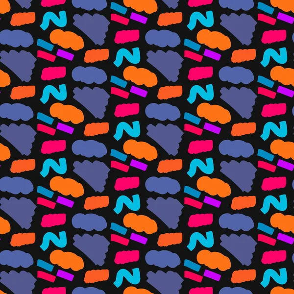 Abstract Vormen Naadloos Patroon Doodle Stijl Oranje Blauw Violet Paars — Stockvector